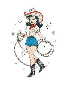 Vintage Cowgirl Tattoo Vinyl Car Decal Sticker – Waterproof & UV-Resistant 8" Vintage Cowgirl Tattoo Vinyl Car Decal Sticker – Waterproof & UV-Resistant 8"
