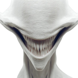 Predatory Smile Creature Vinyl Car Decal Sticker – Waterproof & UV-Resistant 8"