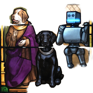 Medieval Dogs & Robot Vinyl Car Decal Sticker – Waterproof & UV-Resistant 8"