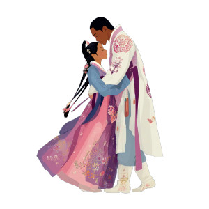 Hanbok Embrace Vinyl Car Decal Sticker – Waterproof & UV-Resistant 8"