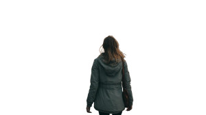 Woman Towards Storm Vinyl Car Decal Sticker – Waterproof & UV-Resistant 8"