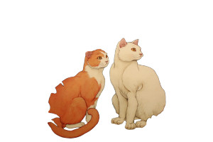 Cats Among Peonies Vinyl Car Decal Sticker – Waterproof & UV-Resistant 8"