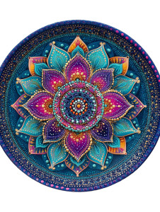 Colorful Mandala Plate Vinyl Car Decal Sticker – Waterproof & UV-Resistant 8"