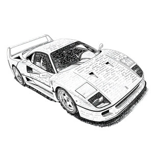 Ferrari F40 Sketch Vinyl Car Decal Sticker – Waterproof & UV-Resistant 8"