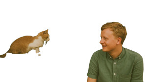 Smiling Man With Cat Vinyl Car Decal Sticker – Waterproof & UV-Resistant 8"