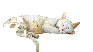 Golden Embroidered Cat Vinyl Car Decal Sticker – Waterproof & UV-Resistant 8"