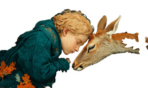 Sleeping Boy With Deer Vinyl Car Decal Sticker – Waterproof & UV-Resistant 8"