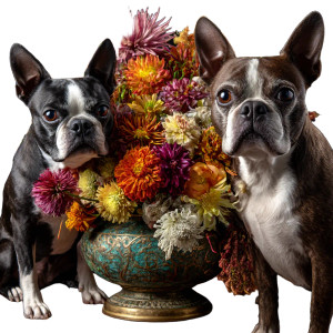 Vase With Flowers And Dogs Vinyl Car Decal Sticker – Waterproof & UV-Resistant 8"