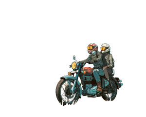 Anime Couple Ride Vinyl Car Decal Sticker – Waterproof & UV-Resistant 8"