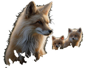 Fox With Cubs Vinyl Car Decal Sticker – Waterproof & UV-Resistant 8"