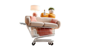 Futuristic Shopping Cart Vinyl Car Decal Sticker – Waterproof & UV-Resistant 8"