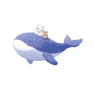 Whale And Bear Vinyl Car Decal Sticker – Waterproof & UV-Resistant 8"