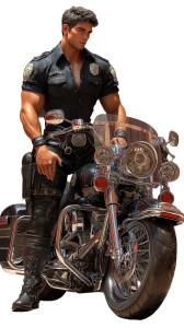 Hunky Policeman Biking Vinyl Car Decal Sticker – Waterproof & UV-Resistant 8"