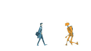 Man And Robot Vinyl Car Decal Sticker – Waterproof & UV-Resistant 8"