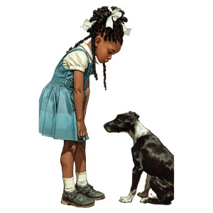 Girl With Dog Vinyl Car Decal Sticker – Waterproof & UV-Resistant 8"