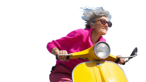 Older Woman On Vespa Vinyl Car Decal Sticker – Waterproof & UV-Resistant 8" Older Woman On Vespa Vinyl Car Decal Sticker – Waterproof & UV-Resistant 8"