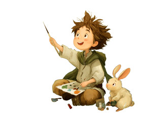 Joyful Boy Painting Vinyl Car Decal Sticker – Waterproof & UV-Resistant 8"