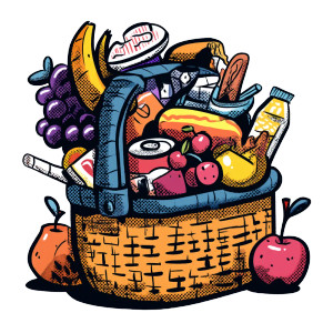 Cartoon Picnic Basket Vinyl Car Decal Sticker – Waterproof & UV-Resistant 8"