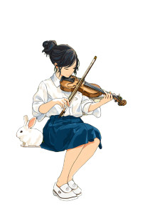 Violinist With Rabbits Vinyl Car Decal Sticker – Waterproof & UV-Resistant 8"