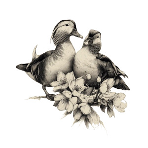 Mandarin Ducks Love Vinyl Car Decal Sticker – Waterproof & UV-Resistant 8"