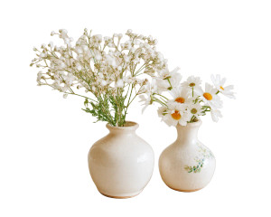 White Vases Flowers Vinyl Car Decal Sticker – Waterproof & UV-Resistant 8"