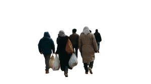 Refugees At Border Vinyl Car Decal Sticker – Waterproof & UV-Resistant 8"