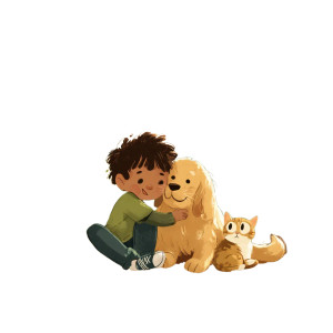 Child Hugging Pet Vinyl Car Decal Sticker – Waterproof & UV-Resistant 8"