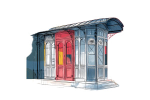 Parisian Kiosk Icon Vinyl Car Decal Sticker – Waterproof & UV-Resistant 8"