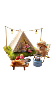 Miniature Camping Scene Vinyl Car Decal Sticker – Waterproof & UV-Resistant 8"