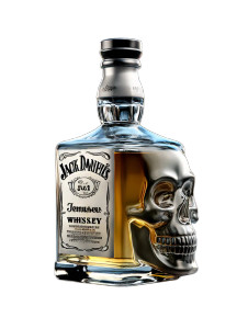 Skull Whiskey Bottle Vinyl Car Decal Sticker – Waterproof & UV-Resistant 8"