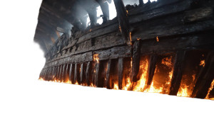 Burning Chinese Warship Vinyl Car Decal Sticker – Waterproof & UV-Resistant 8"