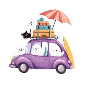 Ghosts In Vintage Car Vinyl Car Decal Sticker – Waterproof & UV-Resistant 8"