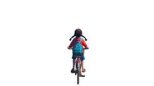 Girl Cycling Countryside Vinyl Car Decal Sticker – Waterproof & UV-Resistant 8"