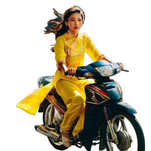Vietnamese Girl Riding Vinyl Car Decal Sticker – Waterproof & UV-Resistant 8"