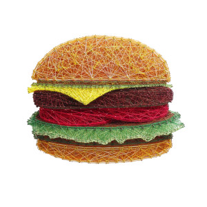 String Art Hamburger Vinyl Car Decal Sticker – Waterproof & UV-Resistant 8"