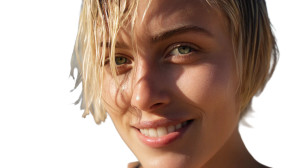 Blond Beach Portrait Vinyl Car Decal Sticker – Waterproof & UV-Resistant 8"