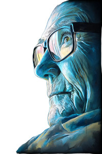 Elderly Man Reflecting Vinyl Car Decal Sticker – Waterproof & UV-Resistant 8"
