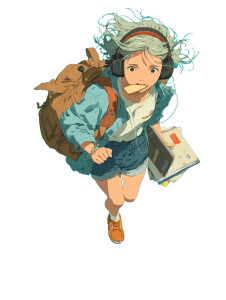 Rushing Schoolgirl Vinyl Car Decal Sticker – Waterproof & UV-Resistant 8"