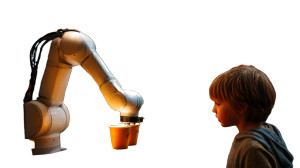 Robot Barista Scene Vinyl Car Decal Sticker – Waterproof & UV-Resistant 8"