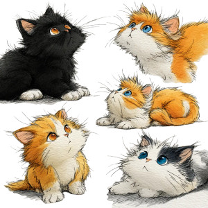 Cute Kittens Clipart V5 Vinyl Car Decal Sticker – Waterproof & UV-Resistant 8"