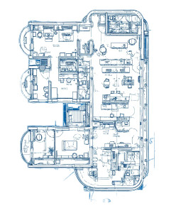 Office Building Blueprint Vinyl Car Decal Sticker – Waterproof & UV-Resistant 8"