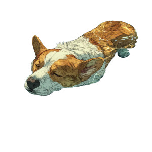 Swimming Corgi Wallpaper Vinyl Car Decal Sticker – Waterproof & UV-Resistant 8"