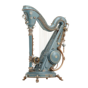 Steampunk Blue Harp Vinyl Car Decal Sticker – Waterproof & UV-Resistant 8"