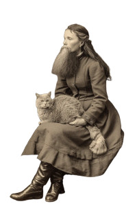 Bearded Lady With Cat Vinyl Car Decal Sticker – Waterproof & UV-Resistant 8"