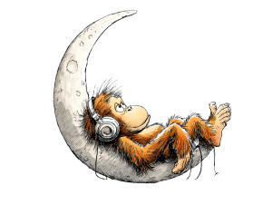 Moonlit Orangutan Relax Vinyl Car Decal Sticker – Waterproof & UV-Resistant 8"