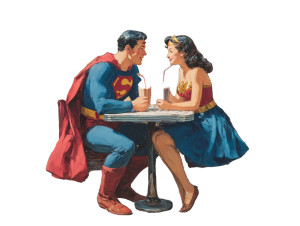 Superheroes At Diner V3 Vinyl Car Decal Sticker – Waterproof & UV-Resistant 8"