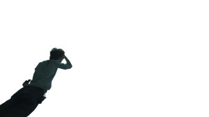 Person Watching Rocket Vinyl Car Decal Sticker – Waterproof & UV-Resistant 8"