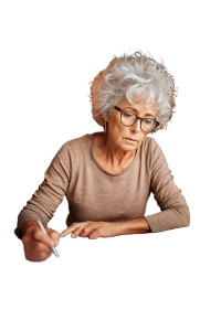 Senior Reviewing Documents Vinyl Car Decal Sticker – Waterproof & UV-Resistant 8"