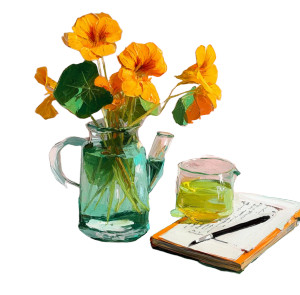 Nasturtiums In Vase Vinyl Car Decal Sticker – Waterproof & UV-Resistant 8" Nasturtiums In Vase Vinyl Car Decal Sticker – Waterproof & UV-Resistant 8"