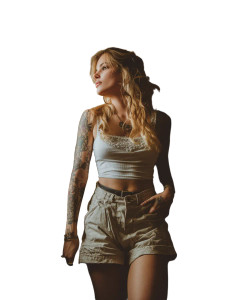 Tattooed Blonde Woman Vinyl Car Decal Sticker – Waterproof & UV-Resistant 8"